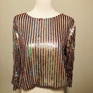 Rose Gold sequin crop top